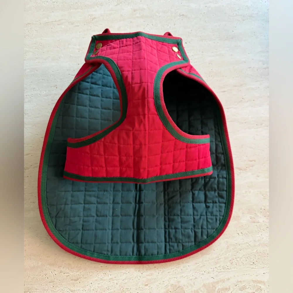 NWT Gucci Red Quilted GG Interlocking Drill Pet Coat Jacket 100% Cotton Sz M